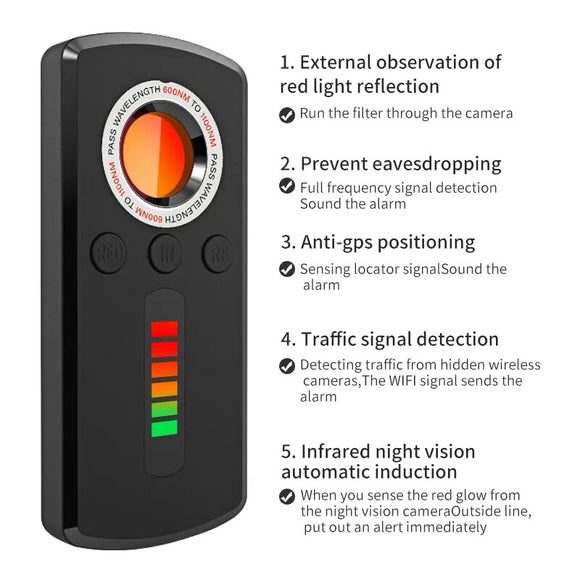 Anti Spy Hidden Camera Detector Wireless RF All Signal Bug Car GPS Tracker Infrared Search Security Protection Gadget PK K18 K68