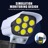 3Modes Multi-angle Lighting Remote Control Solar Powered Simulation Monitoring Induction Wall Lamp with Red Light Warning for Co