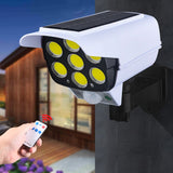 3Modes Multi-angle Lighting Remote Control Solar Powered Simulation Monitoring Induction Wall Lamp with Red Light Warning for Co